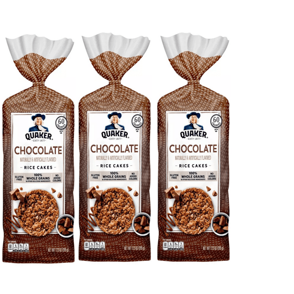 Quaker Chocolate Crunch Large Rice - Cakes 7.23oz pack of 3