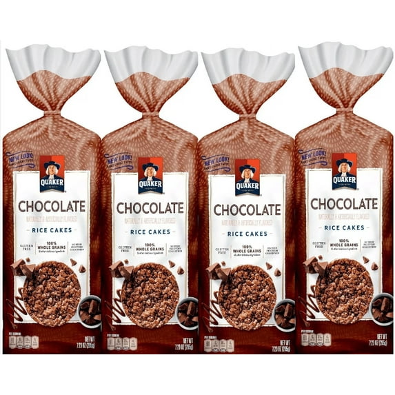 Quaker Chocolate Crunch Large Rice - Cakes 7.23oz pack of 4