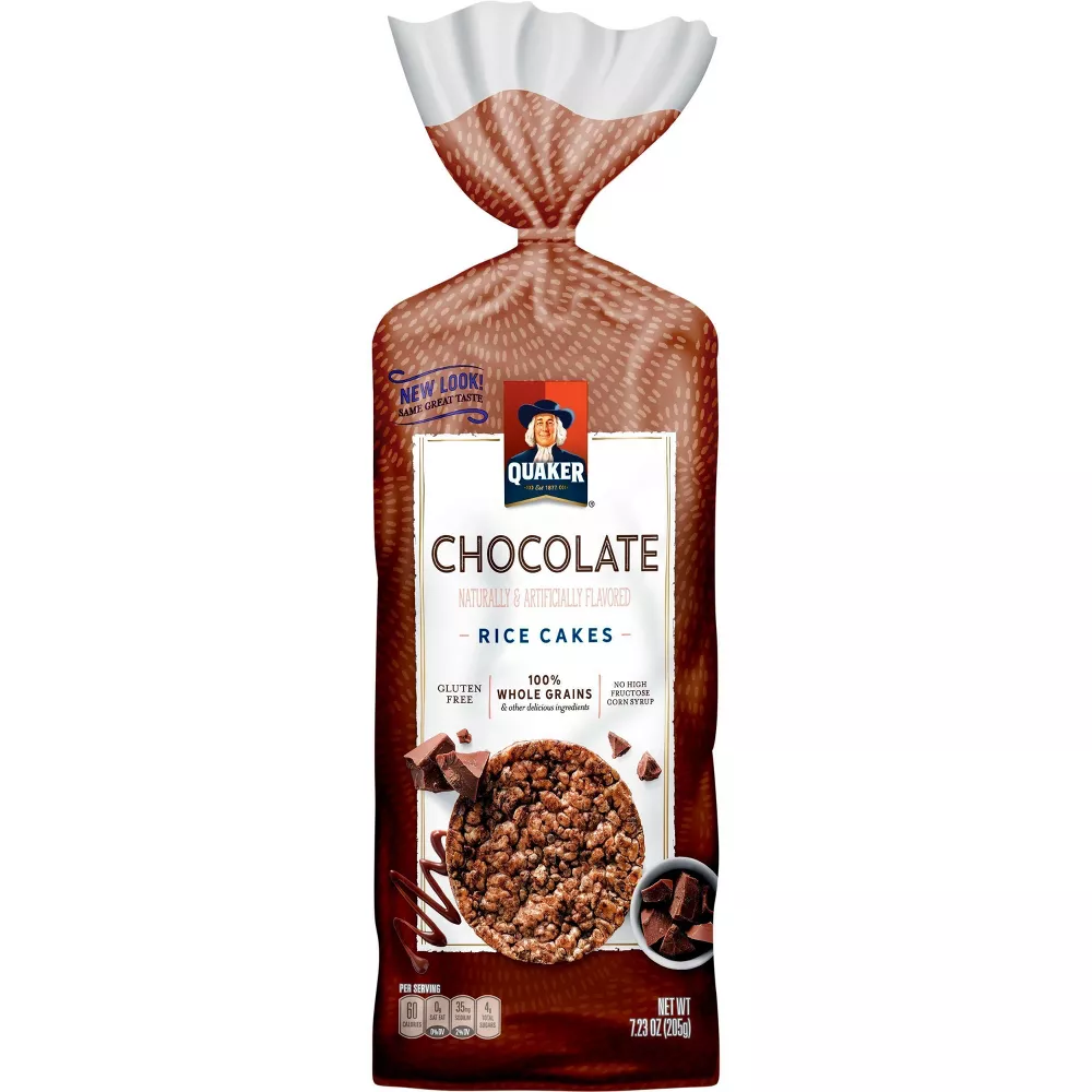 Quaker Chocolate Crunch Large Rice Cakes Giant Crispy Brown Rice Cakes Drizzled with Rich