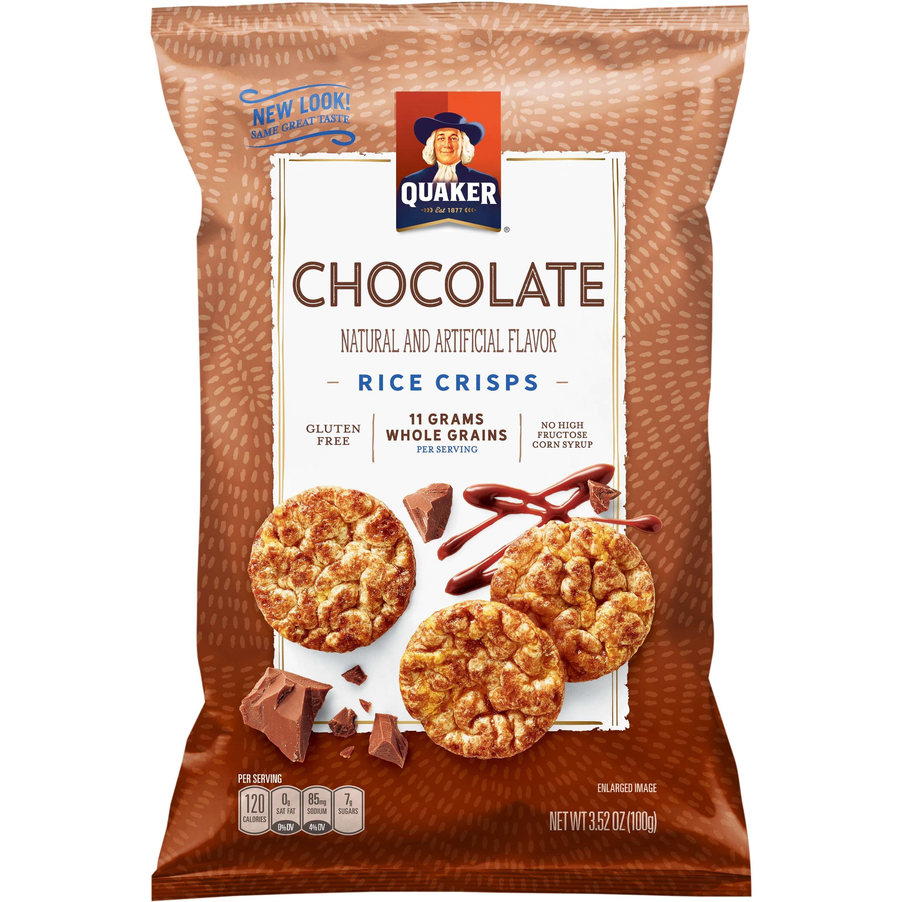 Quaker Chocolate Rice Crisps Round Rice Cake Minis 3.52 Ounce Plastic Bag
