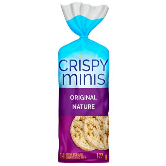 Quaker Crispy Minis Original Rice Cakes, 127g bag of brown rice snacks