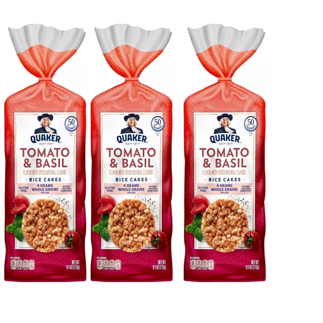 Basil Rice Cake Quaker Garden Tomato & Basil Rice Cakes - 6.1oz pack of 3 - Walmart.com