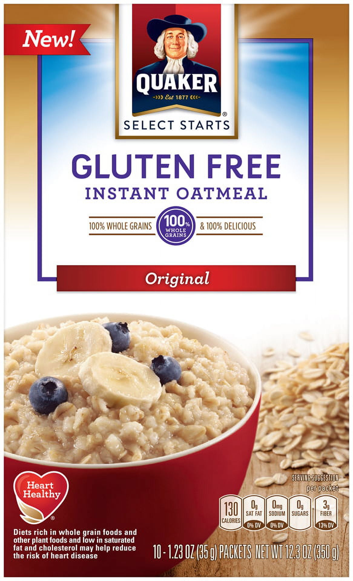 Quaker Gluten Free Instant Oatmeal, Original, 10 Packets