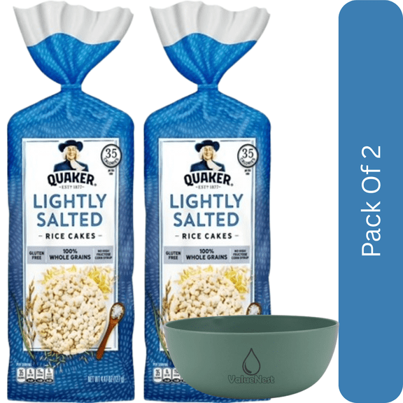 Quaker Gluten-Free Lightly Salted Rice Cakes  4.47 oz-2pk, With Olive Green Bowl By ValueNest