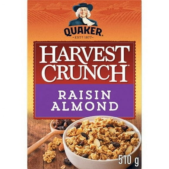 Quaker Harvest Crunch Raisin Almond, 510g/17.8 oz. Box(Imported from Canada)