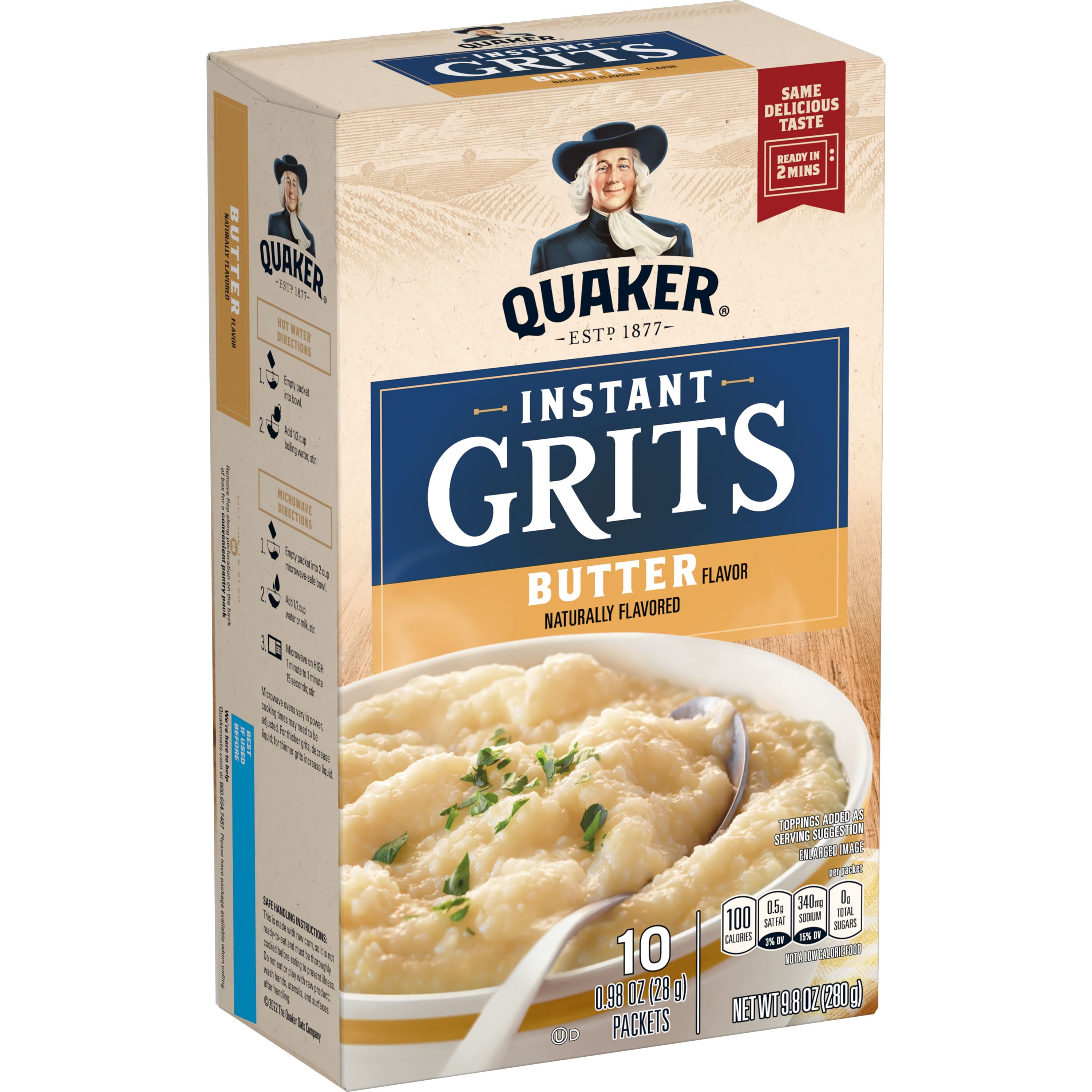 Quaker Instant Grits Butter 0.98 oz each, 10 Count