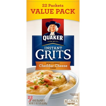 Quaker Instant Grits Cheddar Cheese Naturally Flavored, 0.98 oz 22 Count Box