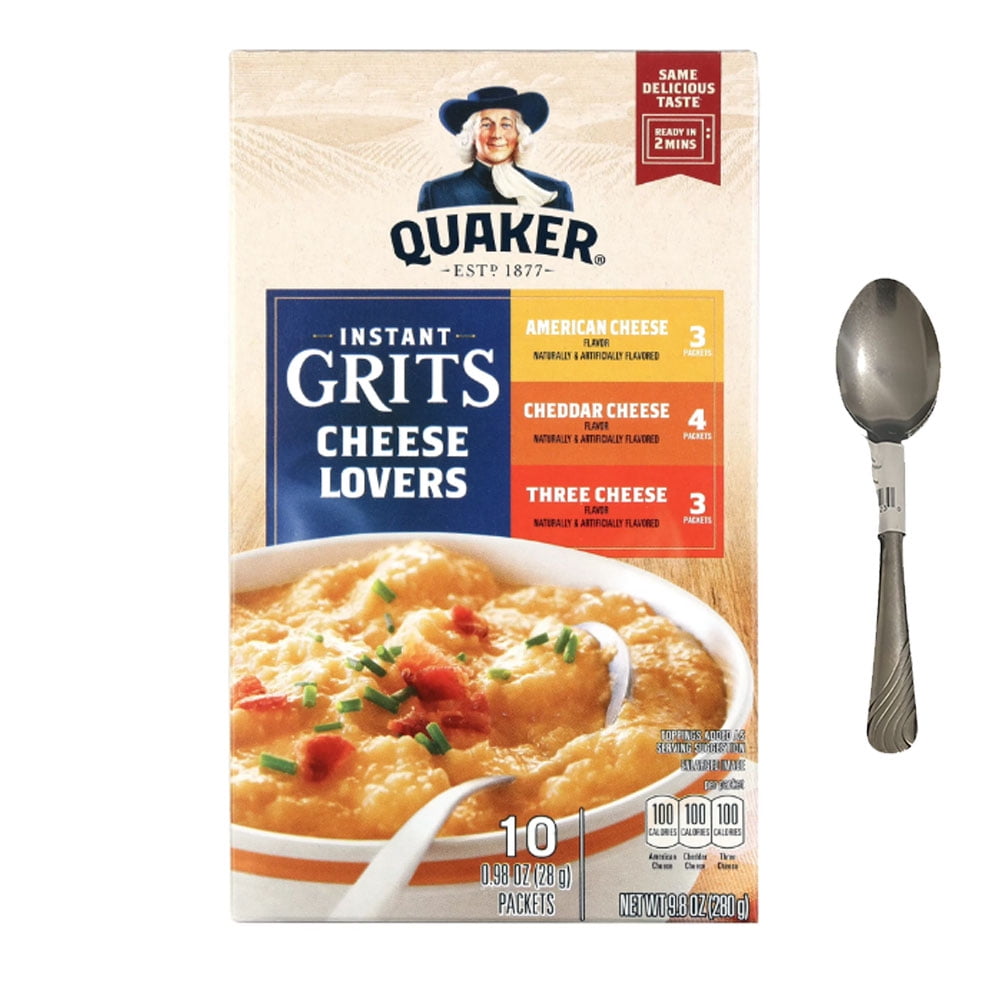 Quaker, Instant Grits, Cheese, Shelf Stable, 9.8 oz, 10 Count Box With Spoon