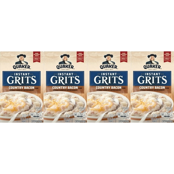 Quaker Instant Grits Country Bacon 0.98 oz each, 10 Count (Pack of 4)