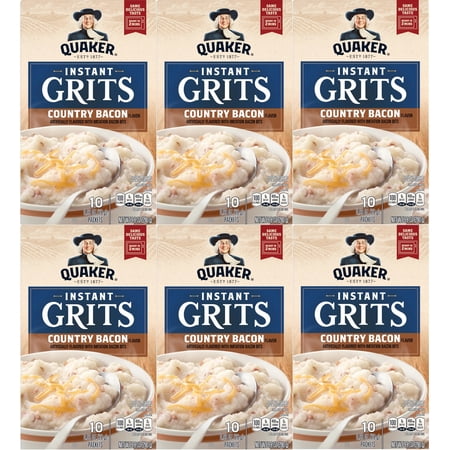 Quaker Instant Grits Country Bacon 0.98 oz each, 10 Count (Pack of 6)