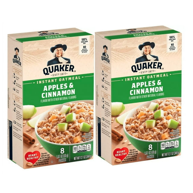 Quaker Instant Oatmeal Apple Cinnamon 8ct/12.1oz pack of 2