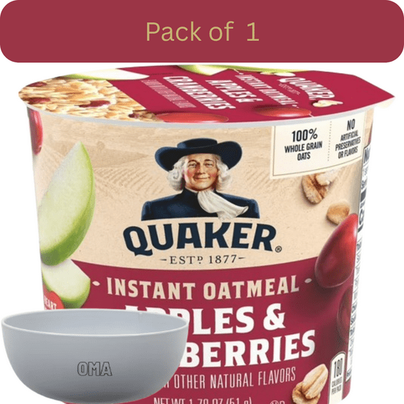 Quaker Instant Oatmeal Apples & Cranberries, 1.79 oz Cup with Bowl by OMA