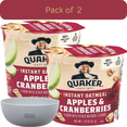thumbnail image 1 of Quaker Instant Oatmeal Apples & Cranberries, 2 Pack (1.79 oz Cups) – with Bowl by OMA, 1 of 7