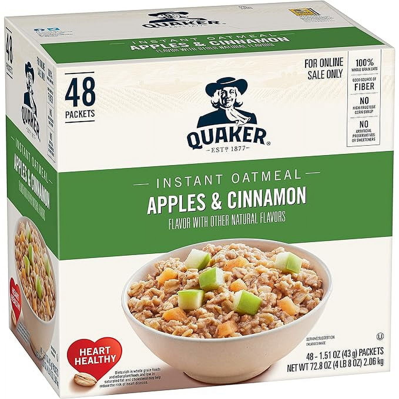 Quaker Instant Oatmeal, Apples and Cinnamon, Individual Packets (48 ...