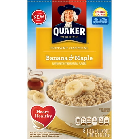 Quaker Instant Oatmeal, Banana & Maple, 8 Packets
