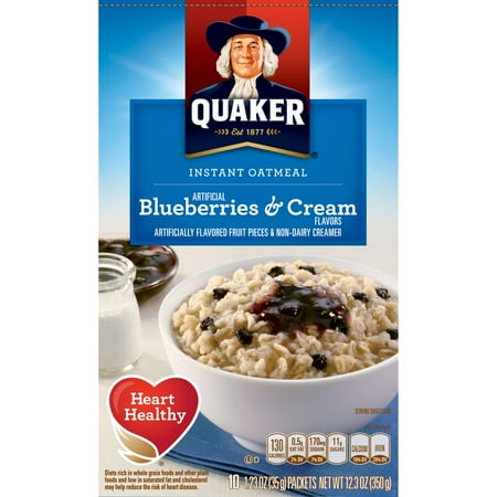 Quaker Instant Oatmeal, Blueberries & Cream, 10 Packets