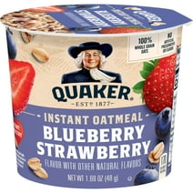 Quaker, Instant Oatmeal, Blueberry & Strawberry, Quick Cook Oatmeal, 1.69 oz Cup