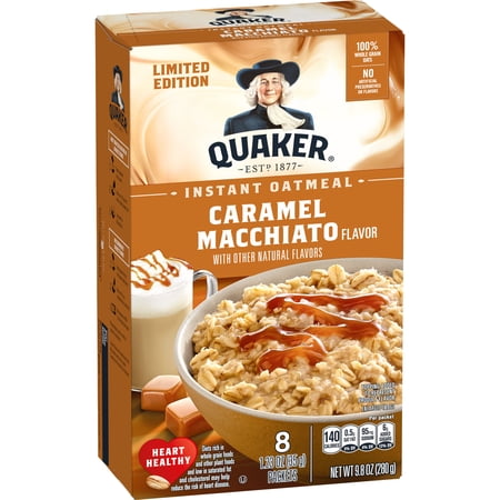 Quaker Caramel Macchiato Flavor Instant Oatmeal, 8 Count, 9.8 Ounce Box