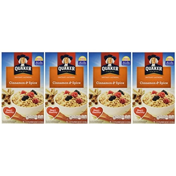 Quaker Instant Oatmeal Cinnamon & Spice, 10-Count Boxes (Pack Of 4)