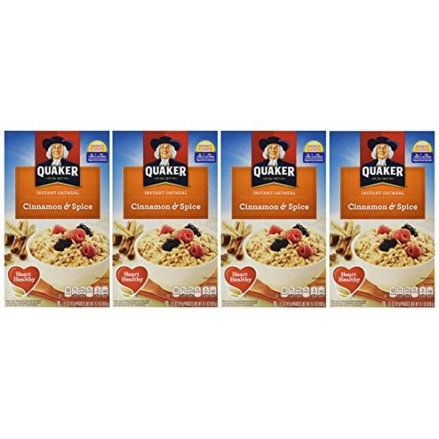 Quaker Instant Oatmeal Cinnamon & Spice, 10Count Boxes (Pack of 4)