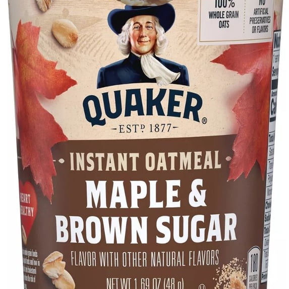 Quaker Instant Oatmeal Cup Maple Brown Sugar - 1.7 oz (Pack of 20)