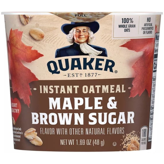 Quaker Instant Oatmeal Cup Maple Brown Sugar - 1.7 oz (Pack of 10)