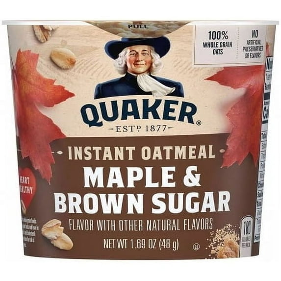 Quaker Instant Oatmeal Cup Maple Brown Sugar - 1.7 oz (Pack of 3)