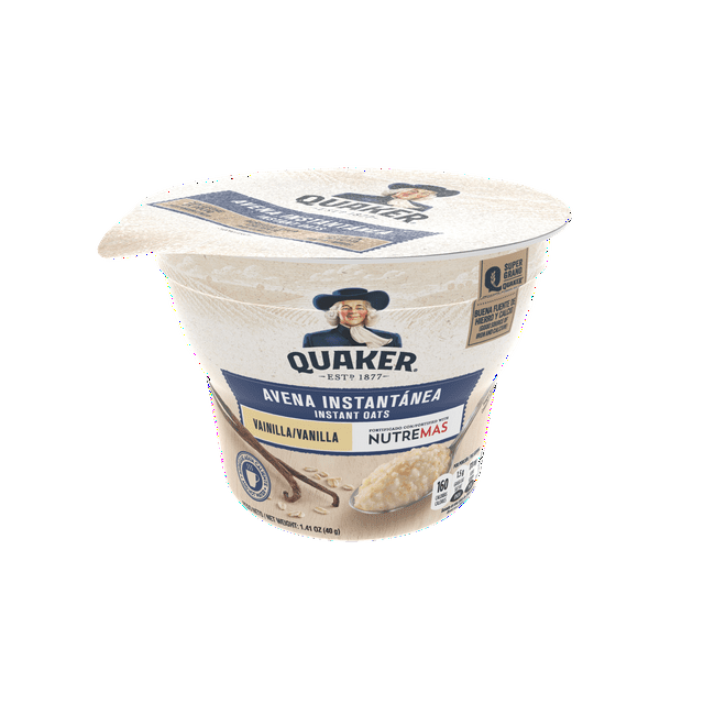 Quaker Instant Oatmeal Cups Vainilla Flavored 1.41 Oz - Walmart.com