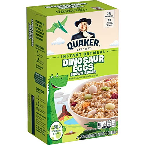2X - Quaker, Instant Oatmeal, Dinosaur Eggs Brown Sugar,1.76 (Pack of 8), 14.1 Oz - 2X