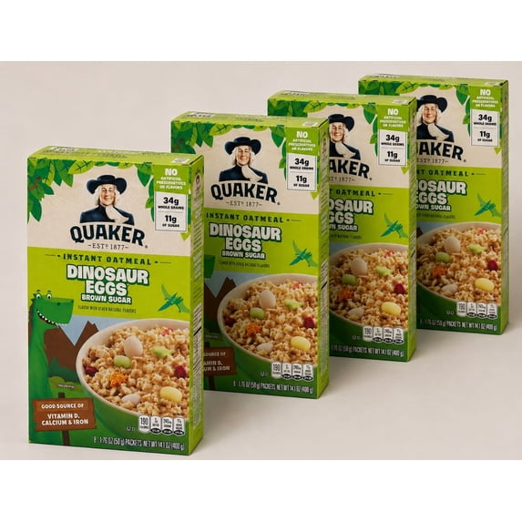 Quaker Instant Oatmeal, Dinosaur Eggs & Brown Sugar, 1.76 oz, 32 Packets