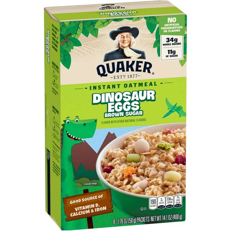 Quaker Instant Oatmeal, Dinosaur Eggs & Brown Sugar, 1.76 oz, 8 Packets