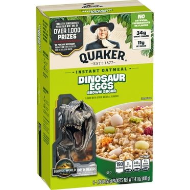 Quaker Instant Oatmeal, Dinosaur Eggs & Brown Sugar, 1.76 oz, 8 Packets