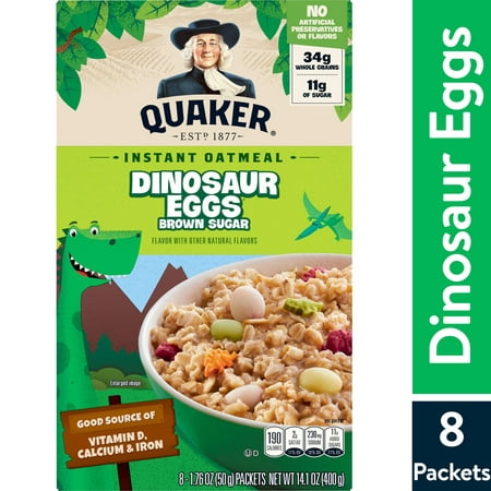 Quaker Instant Oatmeal, Dinosaur Eggs & Brown Sugar, 1.76 oz, 8 Packets