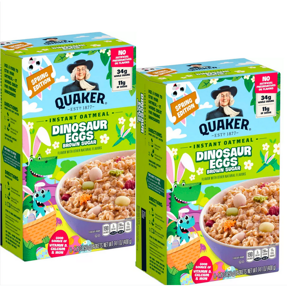 Quaker Instant Oatmeal Dinosaur Eggs Brown Sugar - 8ct Pack of 2
