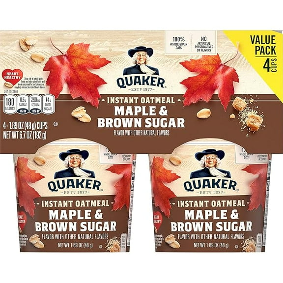 Quaker Instant Oatmeal Express Cup Maple Brown Sugar, 1.69 Ounce (Pack of 4)