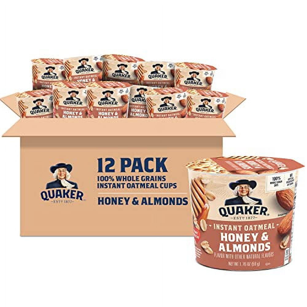 Quaker Instant Oatmeal Express Cups, Honey & Almonds, 1.76 Ounce (Pack ...