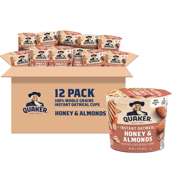 Quaker Instant Oatmeal Express Cups, Honey & Almonds, 1.76 Ounce