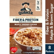 Quaker Instant Oatmeal, Fiber & Protein, Maple & Brown Sugar, 1.51 oz, 8 Packets