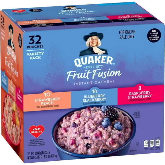 Quaker Instant Oatmeal Fruit Fusion Variety Pack, 32 Packets