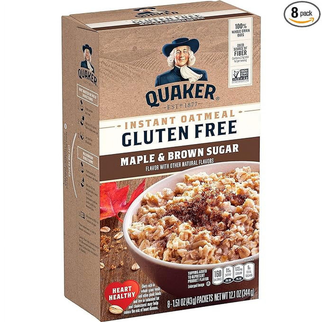 Quaker Instant Oatmeal, Gluten Free, Maple & Brown Sugar, Heart Healthy