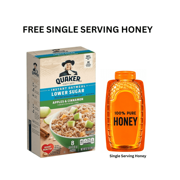 Quaker Instant Oatmeal, Lower Sugar Apples & Cinnamon, 8 Count Boxes
