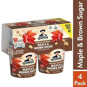 Quaker, Instant Oatmeal, Maple & Brown Sugar, 4 Count, 1.69 oz Cups