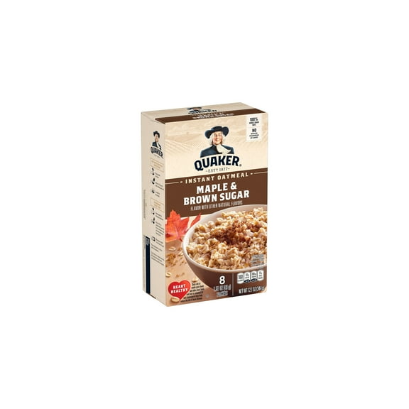 Quaker Instant Oatmeal, Maple Brown Sugar, 12.1 oz, 8 Packets (Pack of 2)
