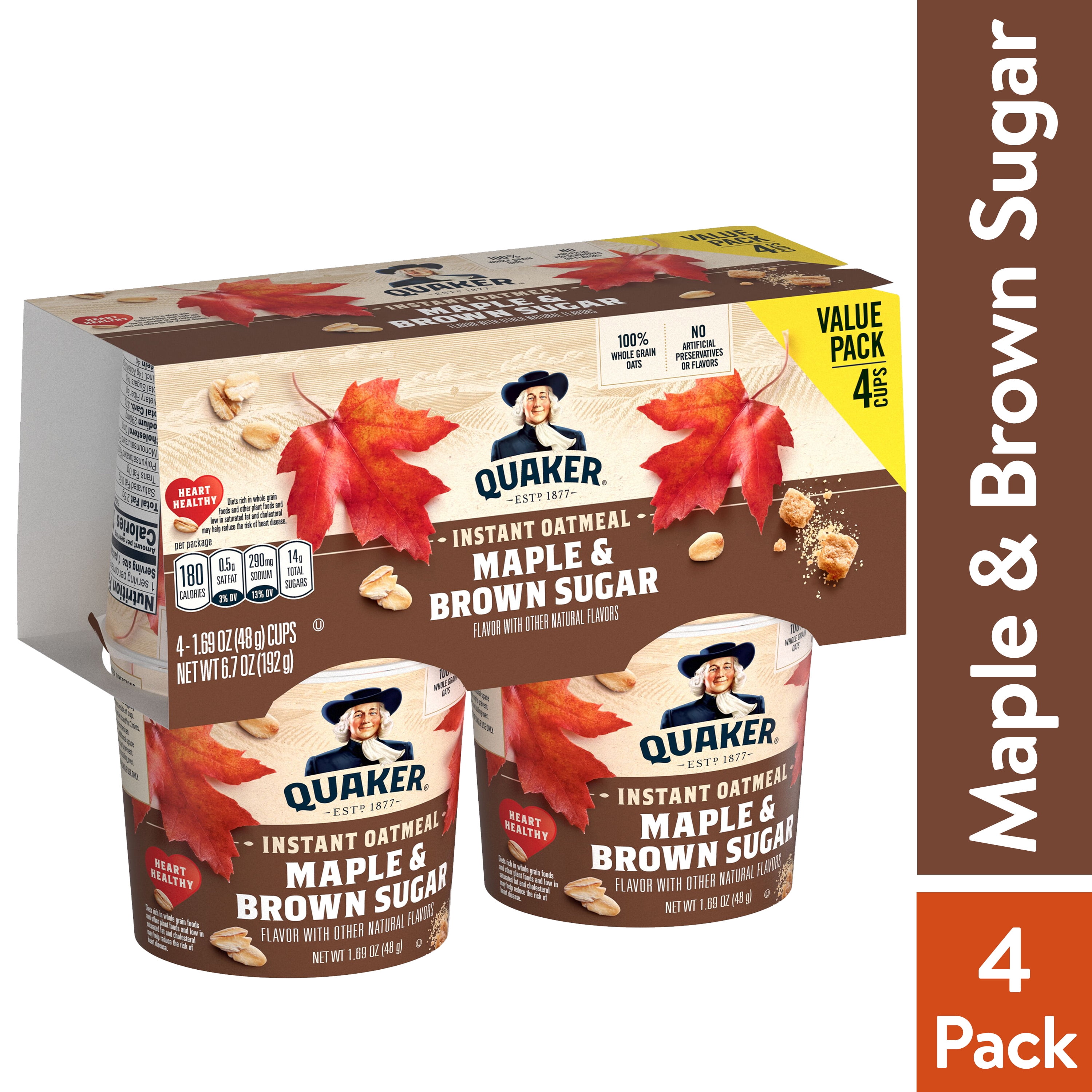 Quaker Instant Oatmeal, Maple and Brown Sugar, Quick Cook Readyto