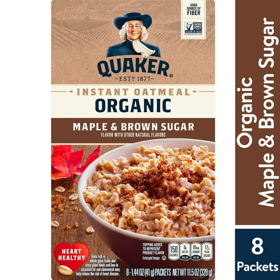 Quaker Instant Oatmeal, Organic, Maple & Brown Sugar, 8 Packets