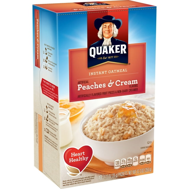 Quaker Instant Oatmeal, Peaches & Cream, 10 Packets - Walmart.com