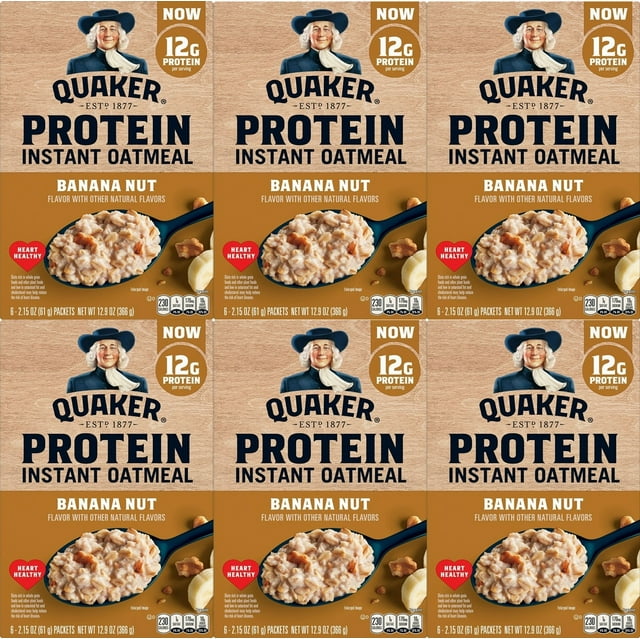 Quaker Instant Oatmeal Protein Banana Nut 2.15 oz each 6 count (Pack of 6)