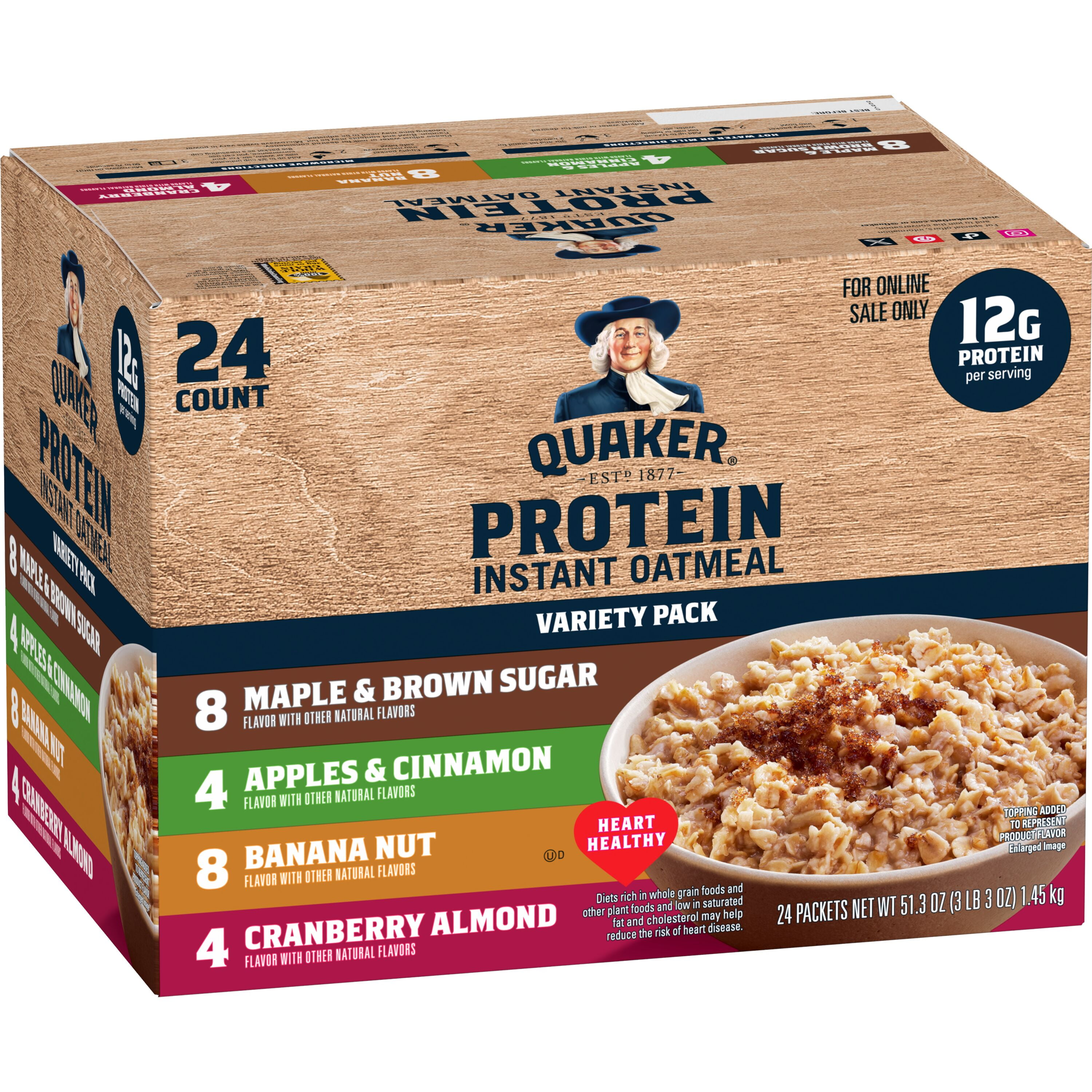 Quaker Instant Oatmeal Variety Pack 51.3 oz, 24 Count