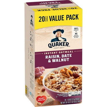 Quaker, Instant Oatmeal, Raisin, Date & Walnut, 1.30 oz, 20 Packets