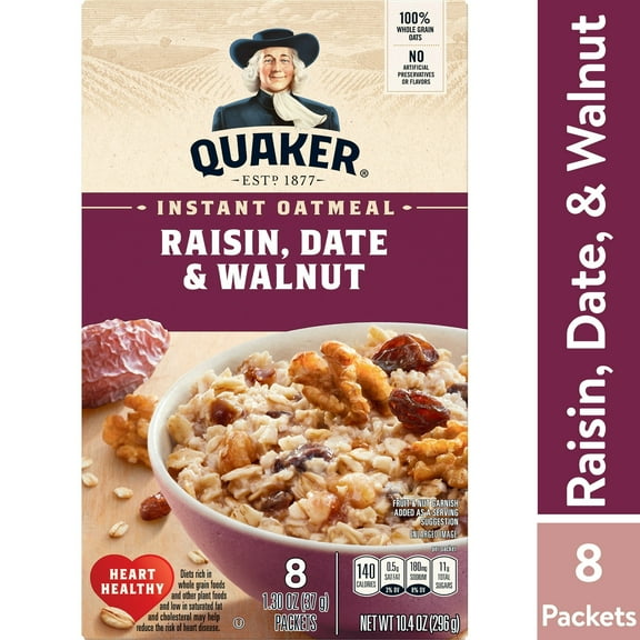 Quaker Instant Oatmeal, Raisin Date Walnut, 10.4 Oz,2 pack